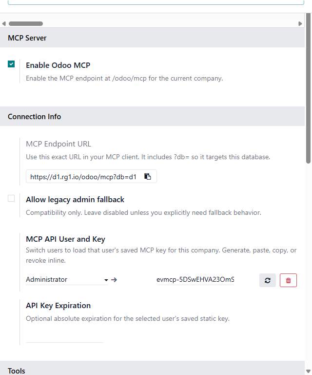 Odoo MCP Settings